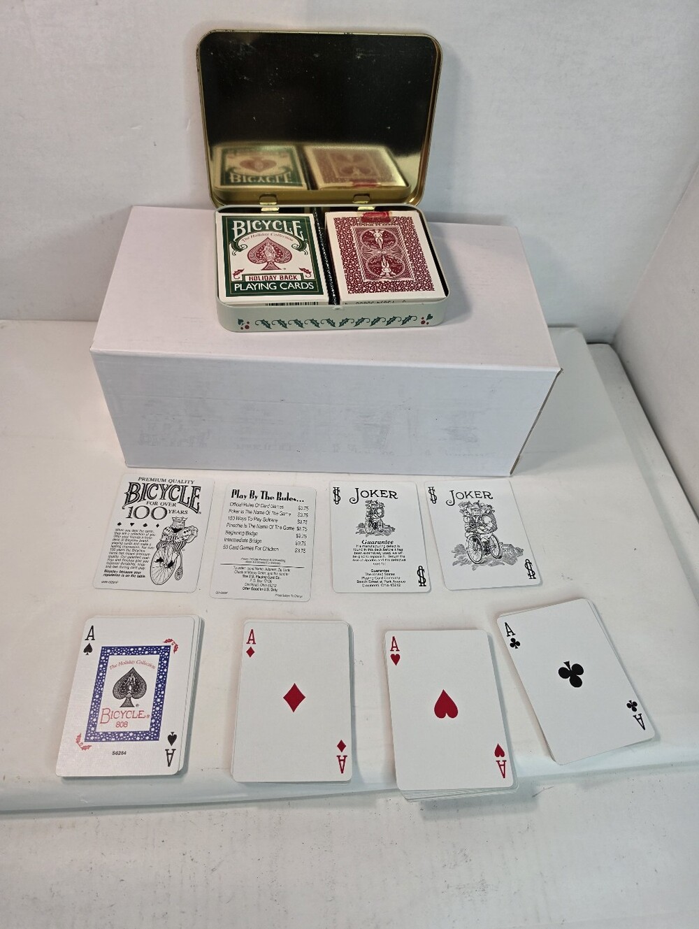 Vintage 1994 Holiday Bicycle 808 Playing Cards Tin Christmas Themed